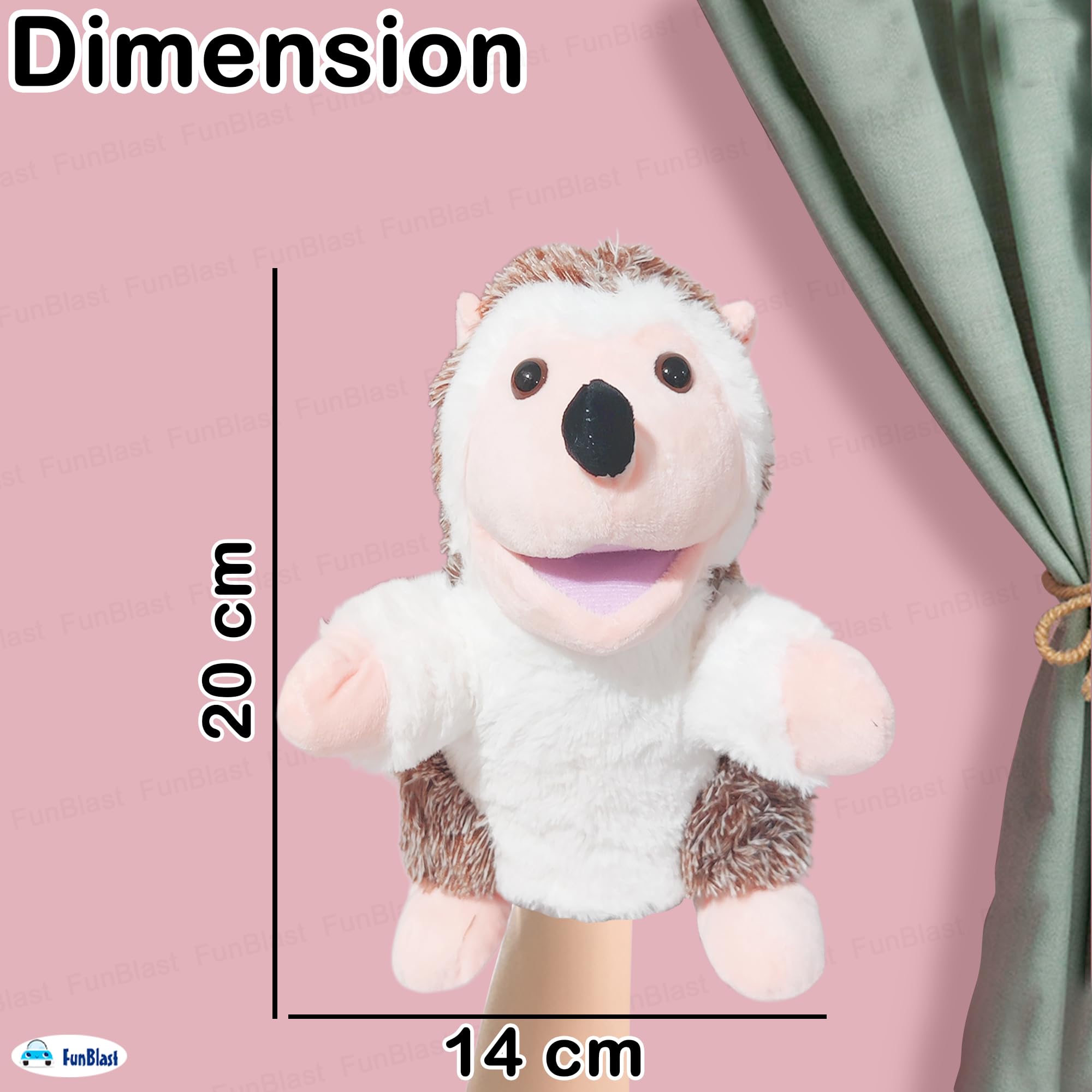 FunBlast Plush Animal Hand Puppets - Soft & Cuddly Animal Figure Puppets for Kids, Storytelling & Role Play, Fun Educational & Learning Toys for Toddlers & Children (Hedgehog) 1