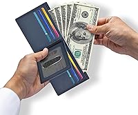 Vista 49 de Carteras RFID delgadas para hombres - Cartera de bolsillo frontal de piel genuina Marrón vintage