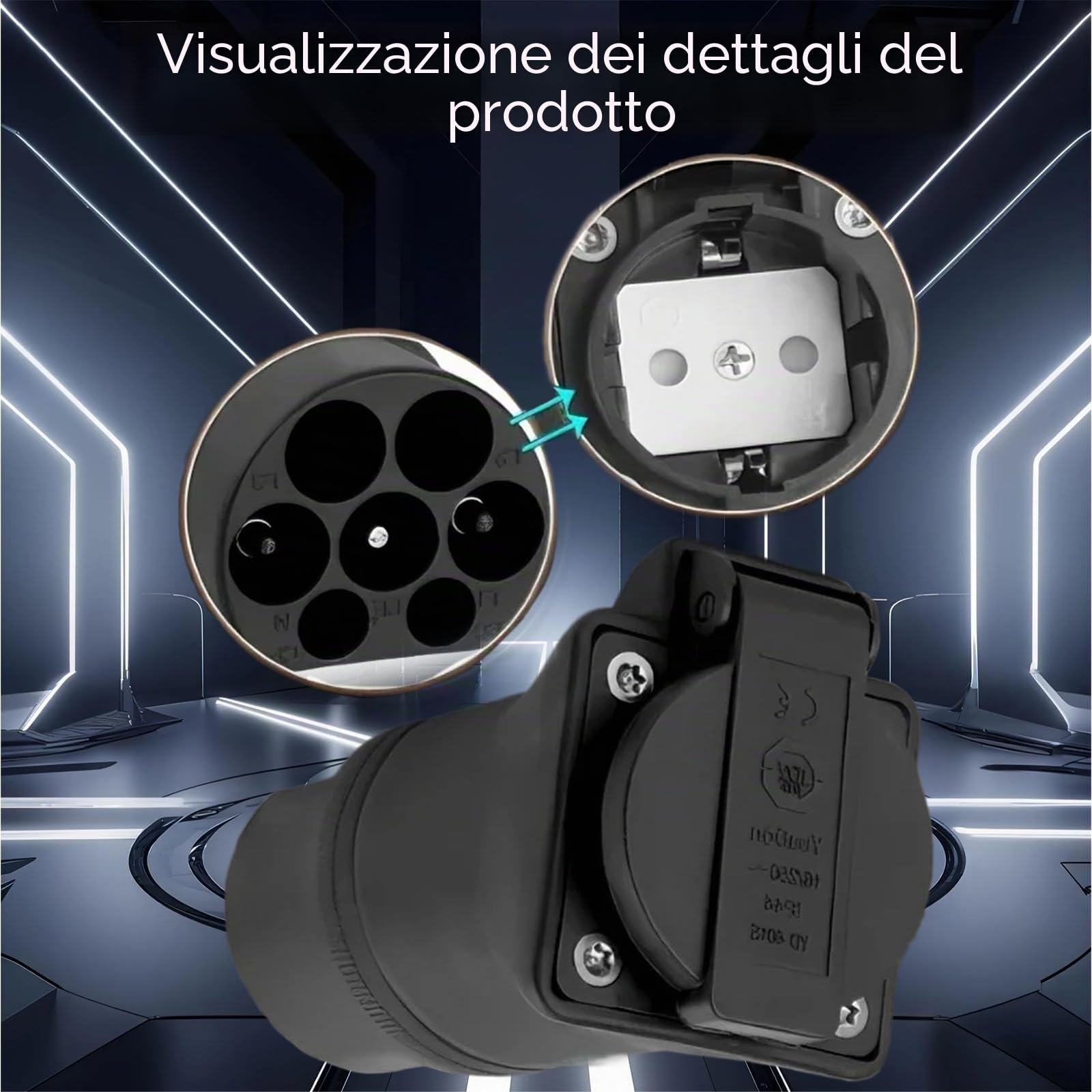 Adattatore da Tipo 2 A Schuko 16 A 3500 W | Compatibile Con Caricatori EV Tipo 2 Per Biciclette, Monopattini E Sedie A Rotelle Elettriche