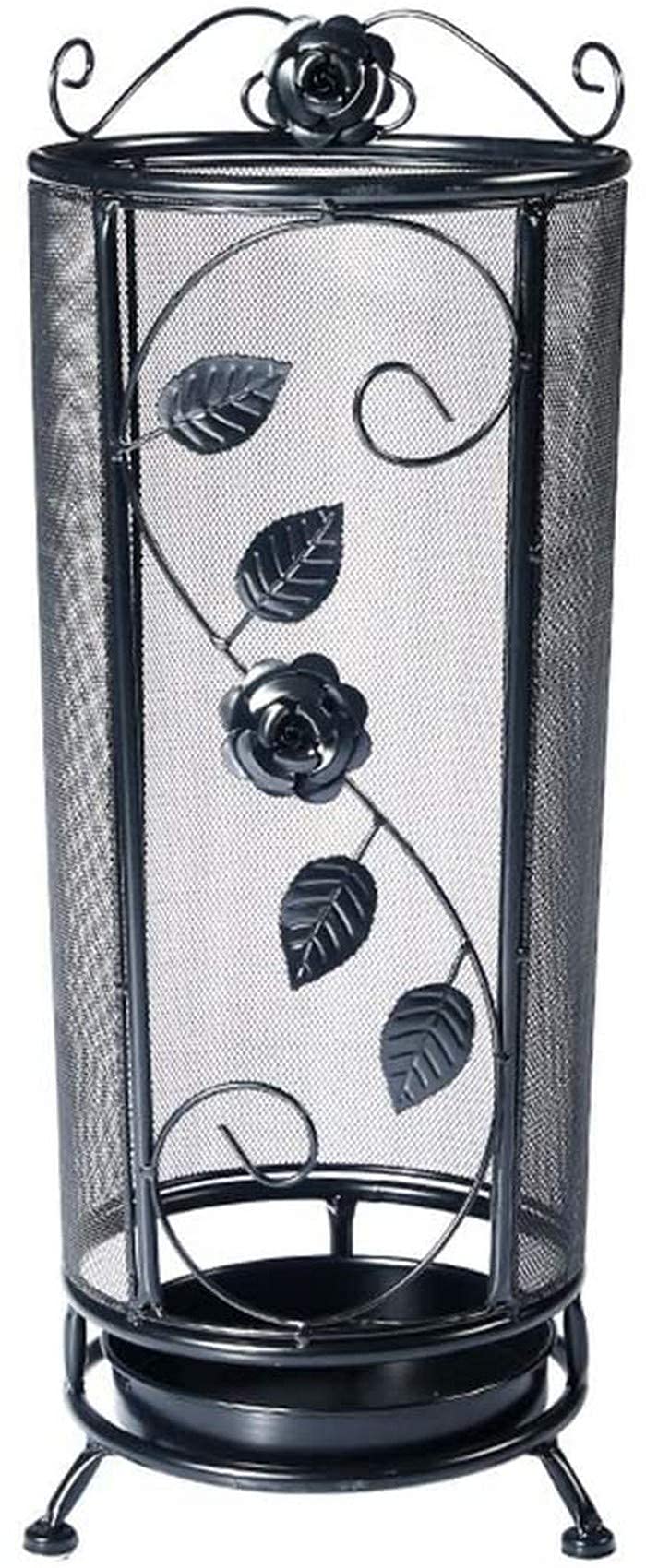 Porte-parapluies vintage en fer forgé blanc design élégant 24x60 cm