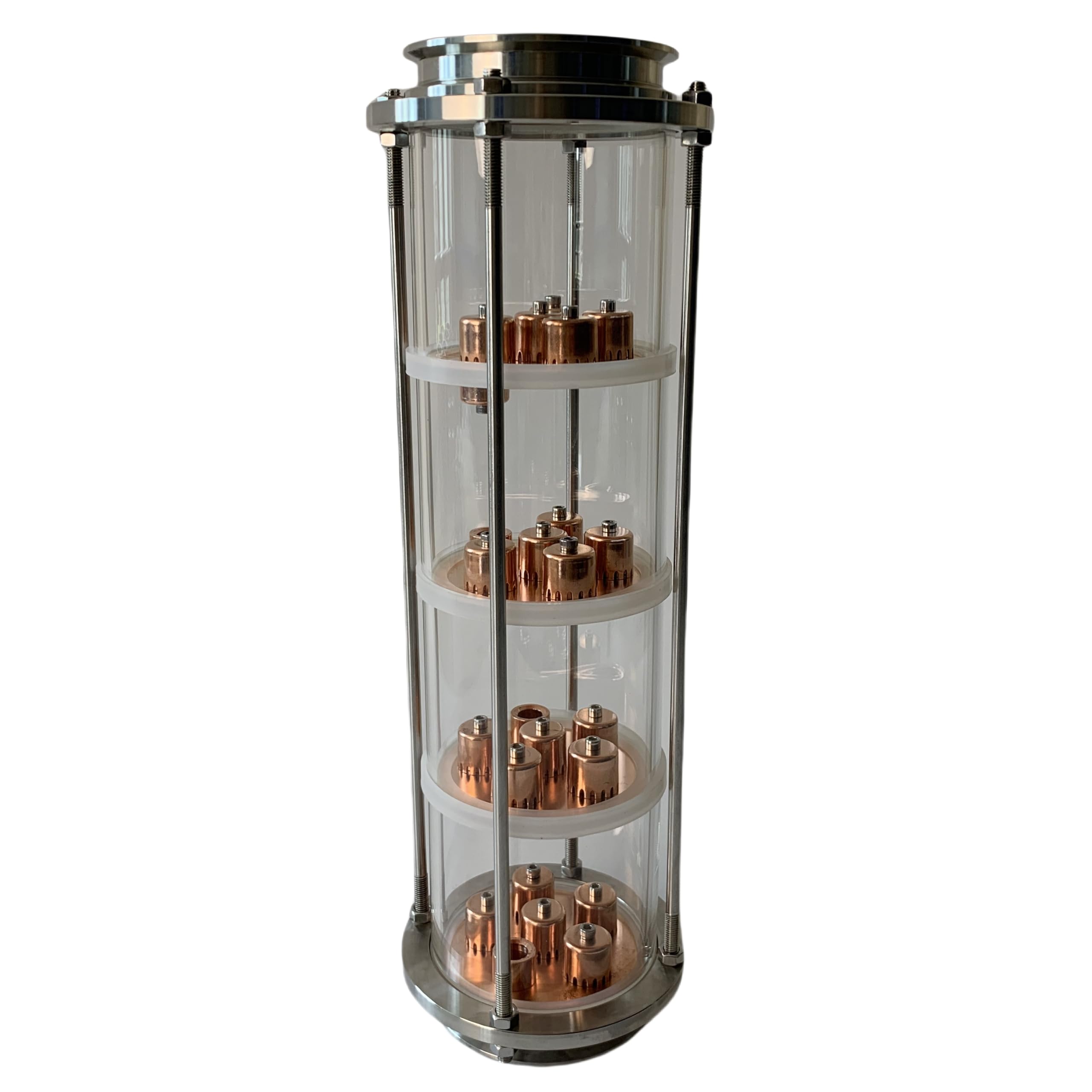 4" 4plates glass alcohol distillation column with copper bubble plates