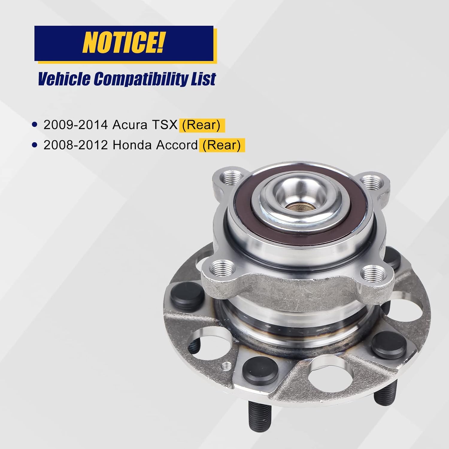 KUSATEC 512353 Rear Wheel Bearing Hub Assembly for Honda Accord 2008-2012 Acura TSX 2009-2014, 5 Lug w/ABS - Image 6