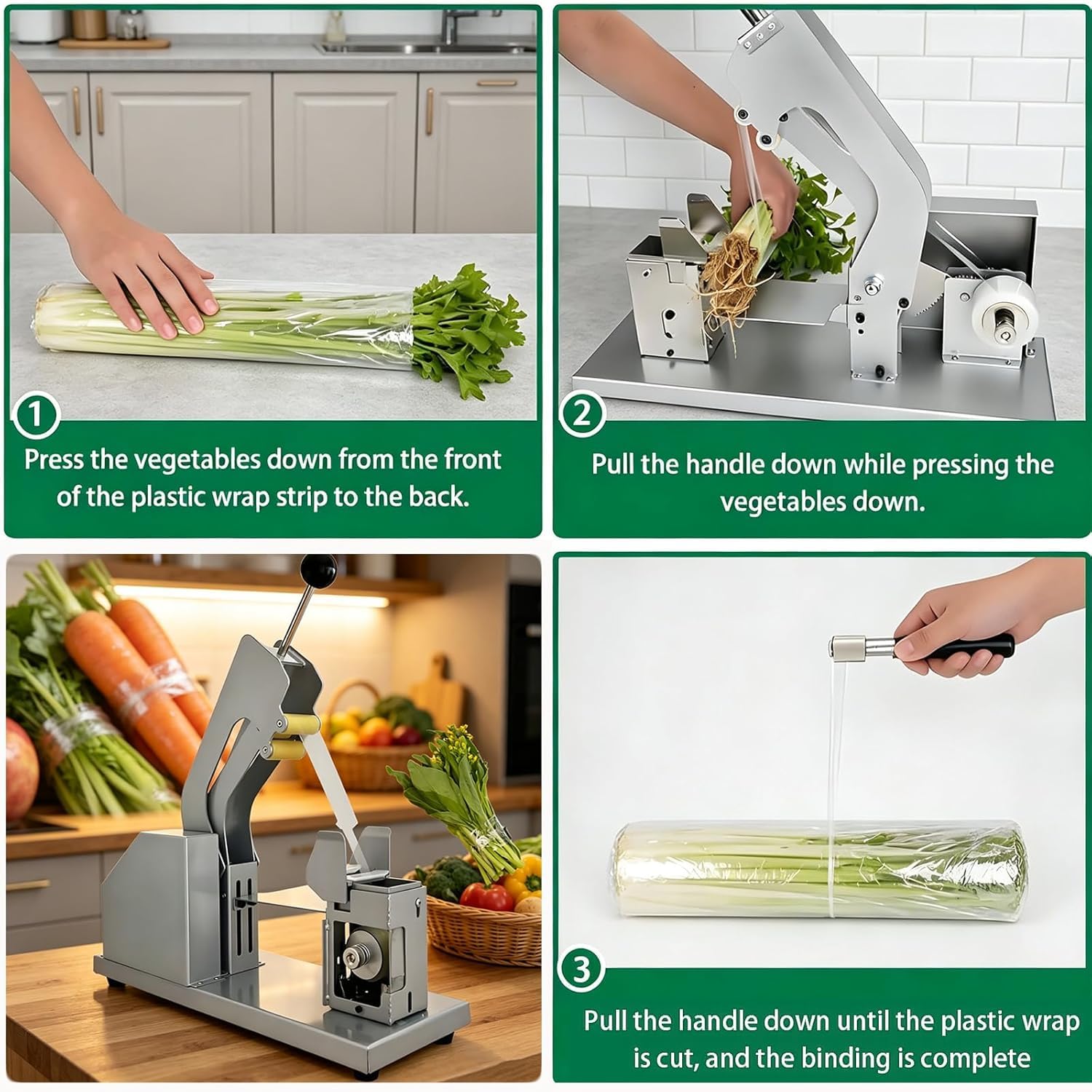 Machine de regroupement de légumes portable, semi-automatique avec serrage réglable, pour fixation de film PE et PVC – Idéal pour les petites entreprises et les marchés