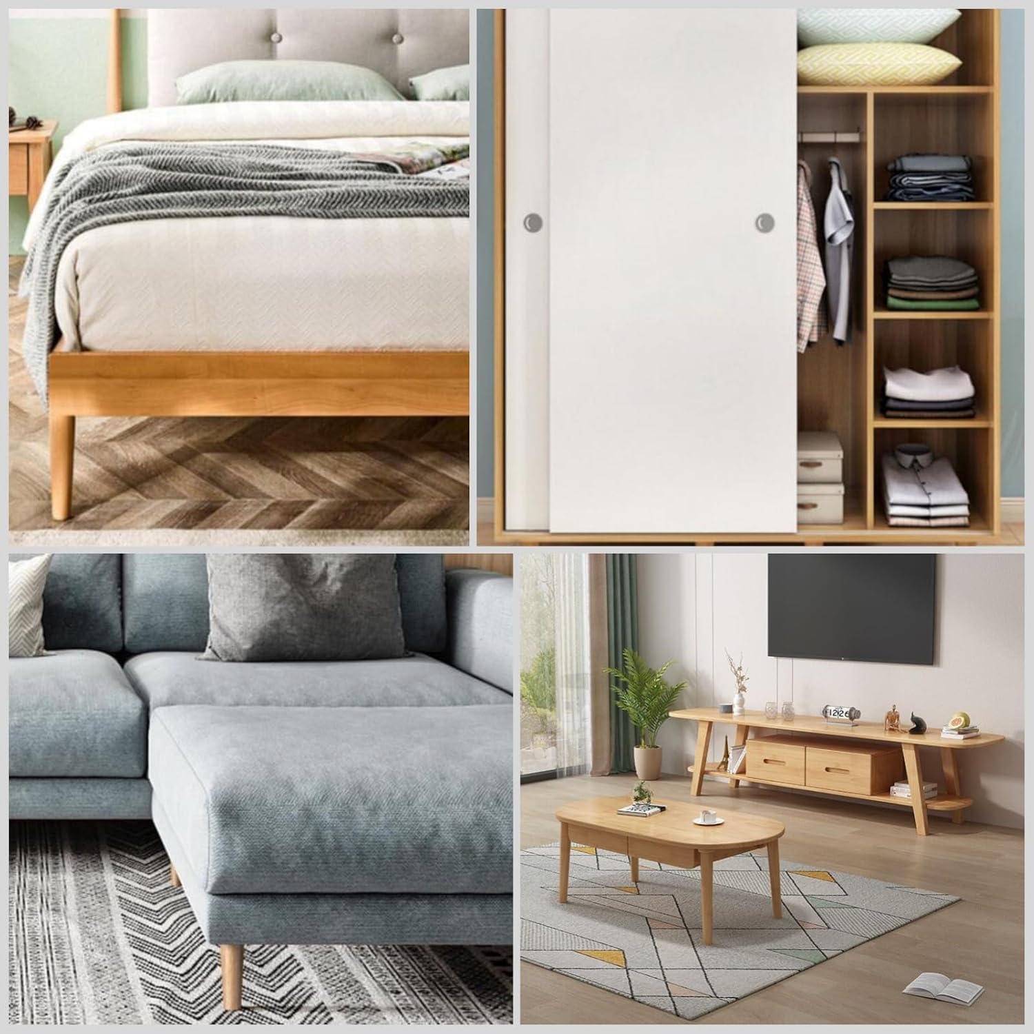 Qodiacl 4 Pièces Pied De Meuble Bois 6cm Pieds De Table En