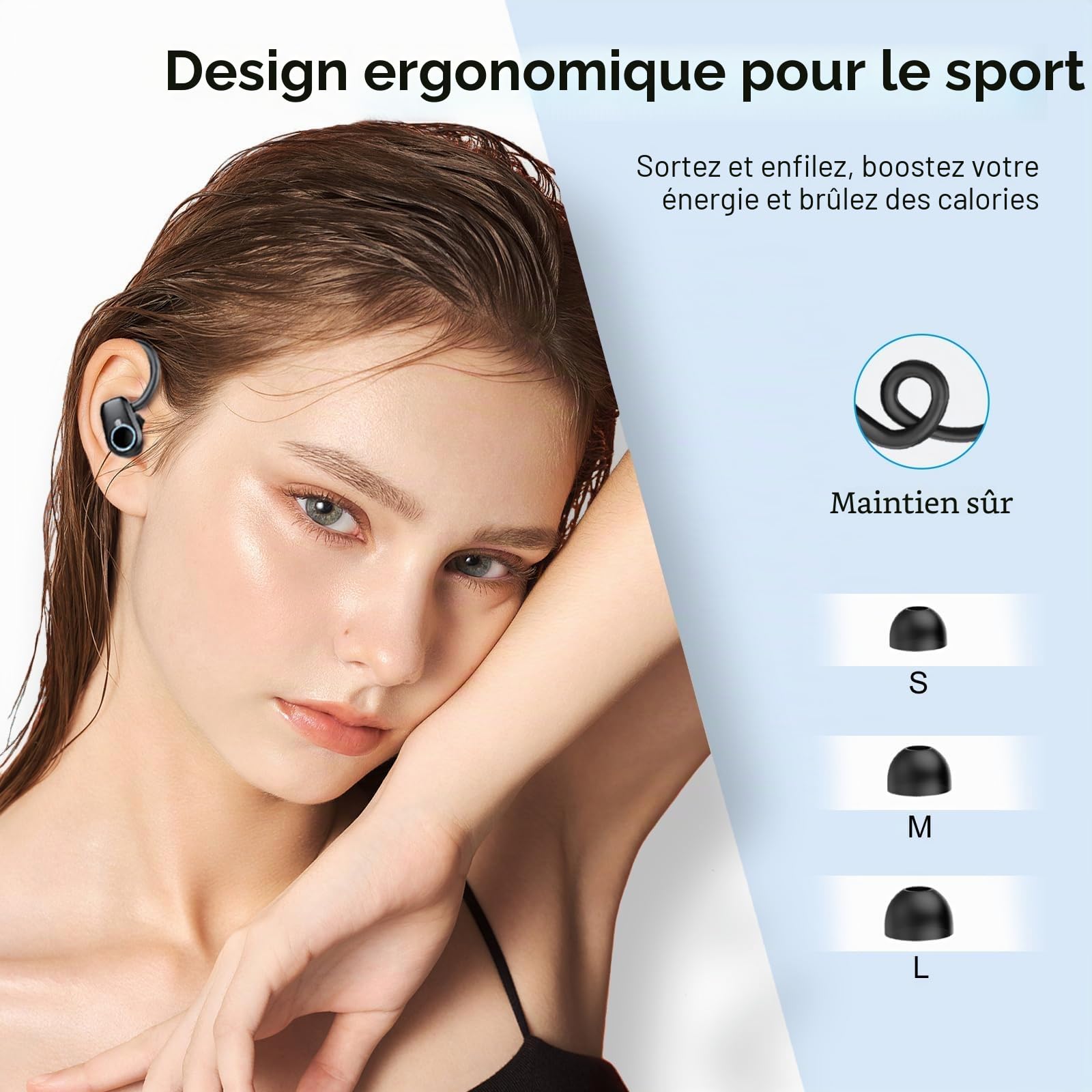 Poounur Écouteurs Bluetooth sans fil 5.3 avec 4 micro ENC, mini écouteurs intra-auriculaires Bluetooth 50 h basses profondes, réduction du bruit 2025, écouteurs étanches IPX7