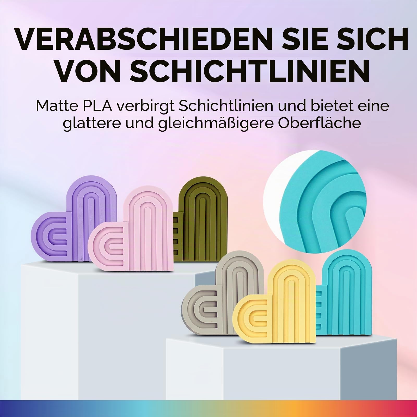 OVERTURE Matte PLA Filament 1,75 mm Schwarz, 4kg | Großpack | Mattes Finish • Kaschiert Schichtlinien •Leicht drucken • Glattere Oberfläche• ±0,02 mm • FDM-kompatibel