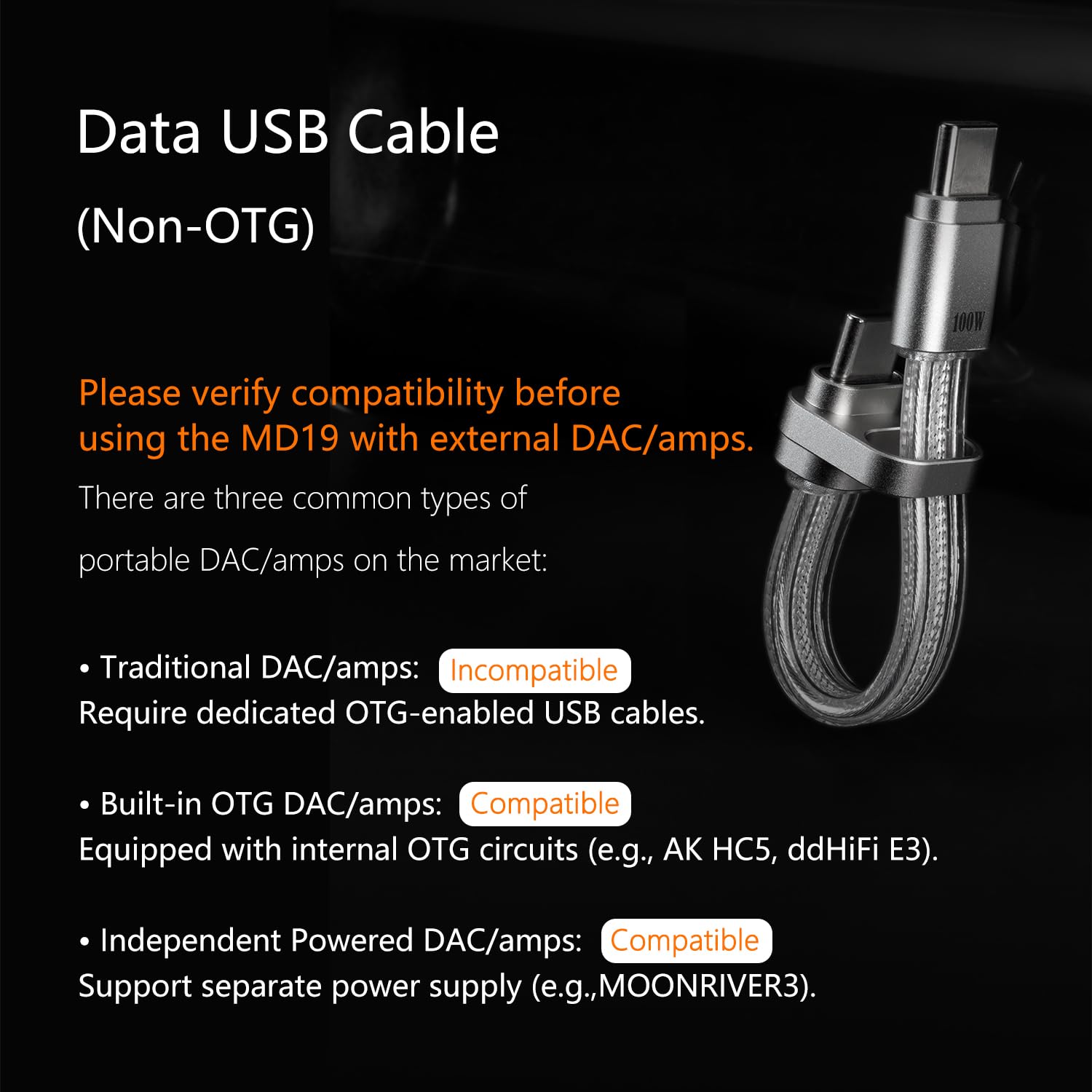 ddHiFi ddHiFi MD19L - Cavo USB da 100 W, pieghevole, ricarica rapida, cavo USB-C con alloggiamento in lega di alluminio, 6,5 cm