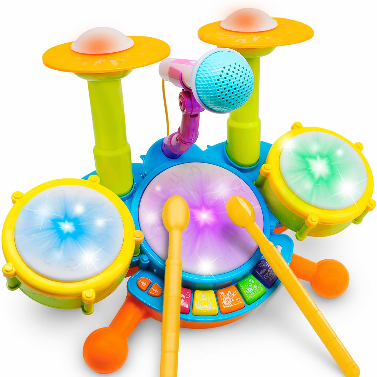 Drum Set for Toddlers, Kids Musical Instruments, Toys for Boy Birthday Gifts, Electric Drum Kit for Babies Boy Girl
