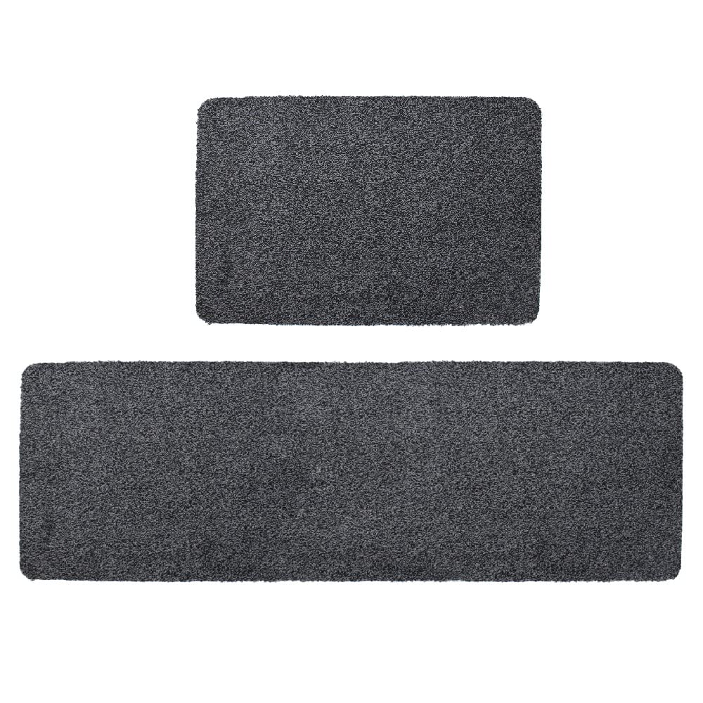 JVL Tanami Machine Washable Doormat and Runner, Charcoal