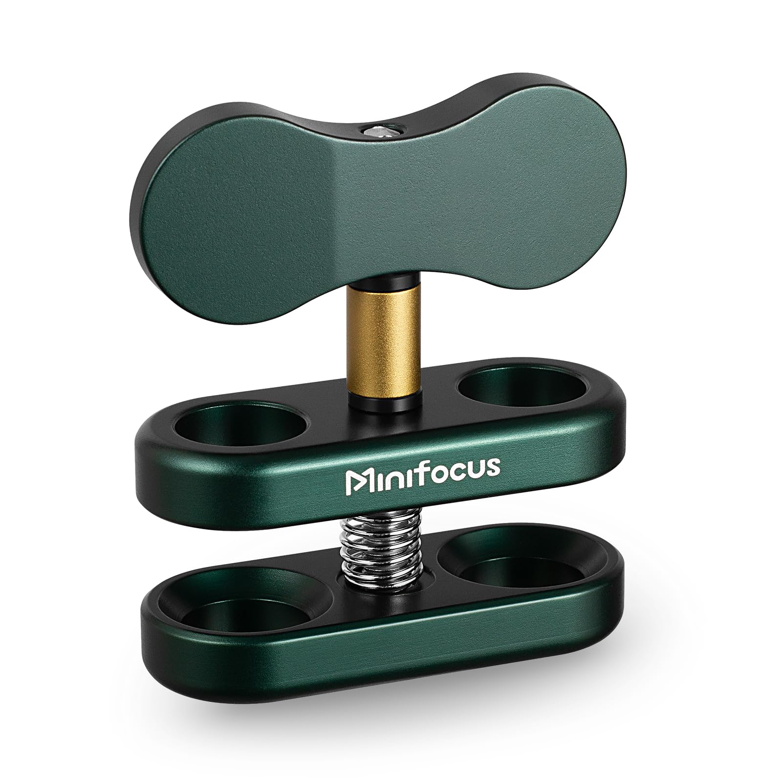 MINIFOCUS Aluminum 1" Ball Clamp Mount, Double Socket Arm, 360° Spring Clip Adapter Bracket Holder for Underwater Diving Photography System,