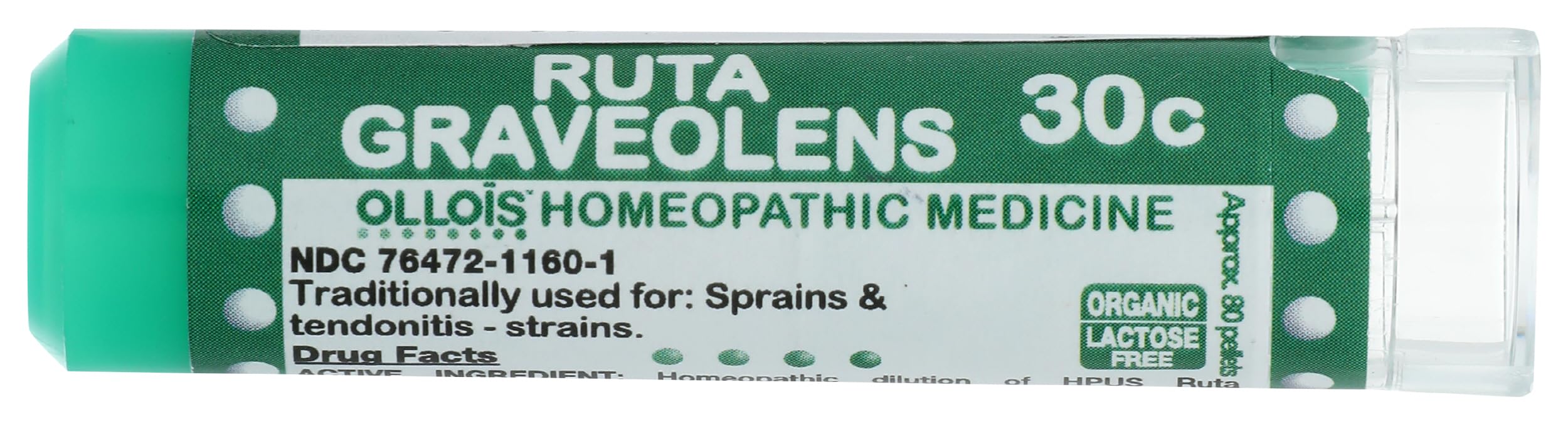 OLLOIS Ruta Graveolens 30c, Organic, Lactose-Free Homeopathic Medicine, 80 Pellets (Pack of 1)