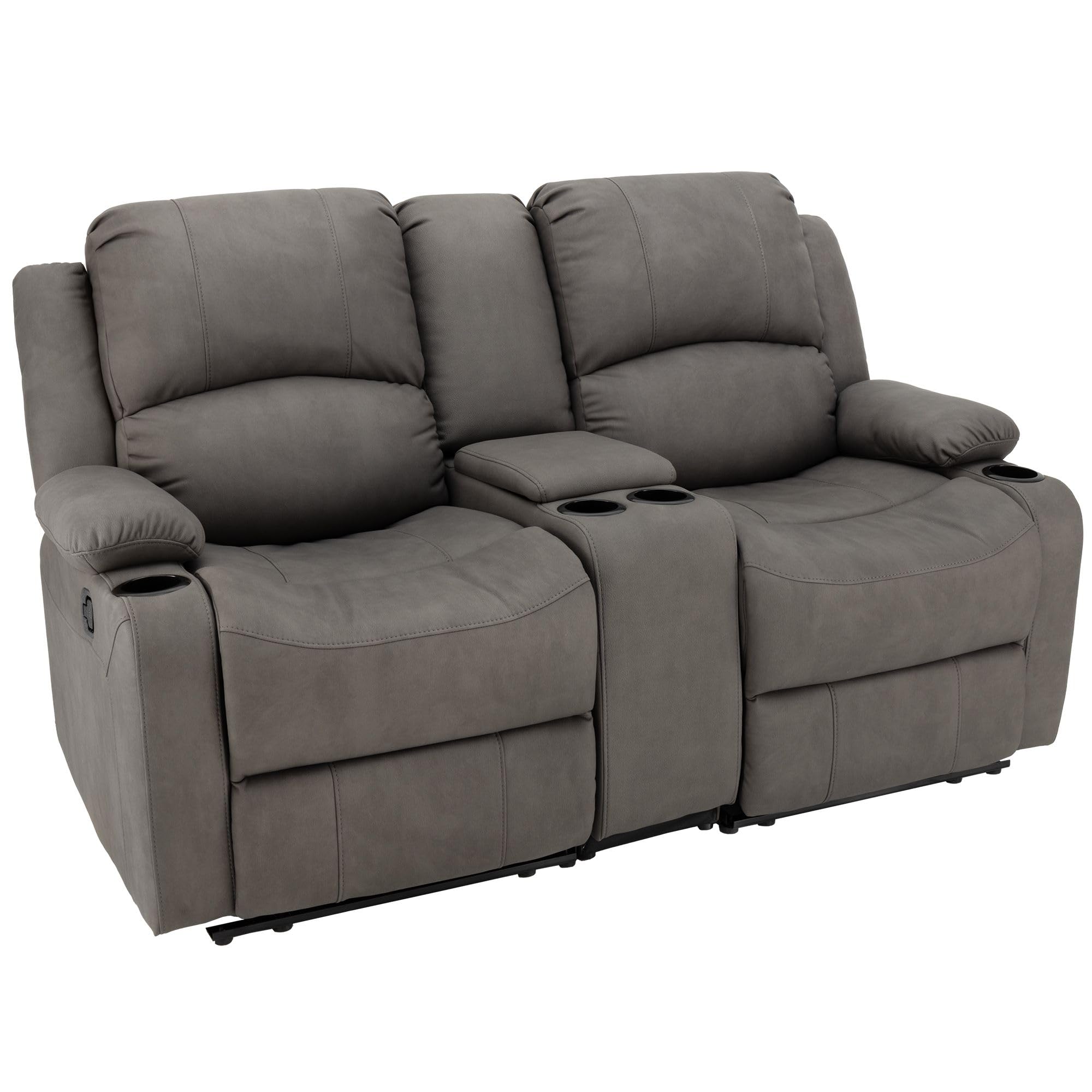 68" Wall Hugger Reclining | RV Theater Seats | Double Recliner RV Sofa & Console | RV Couch | RV Theater Seating | RV Furniture (Manual, Slate)