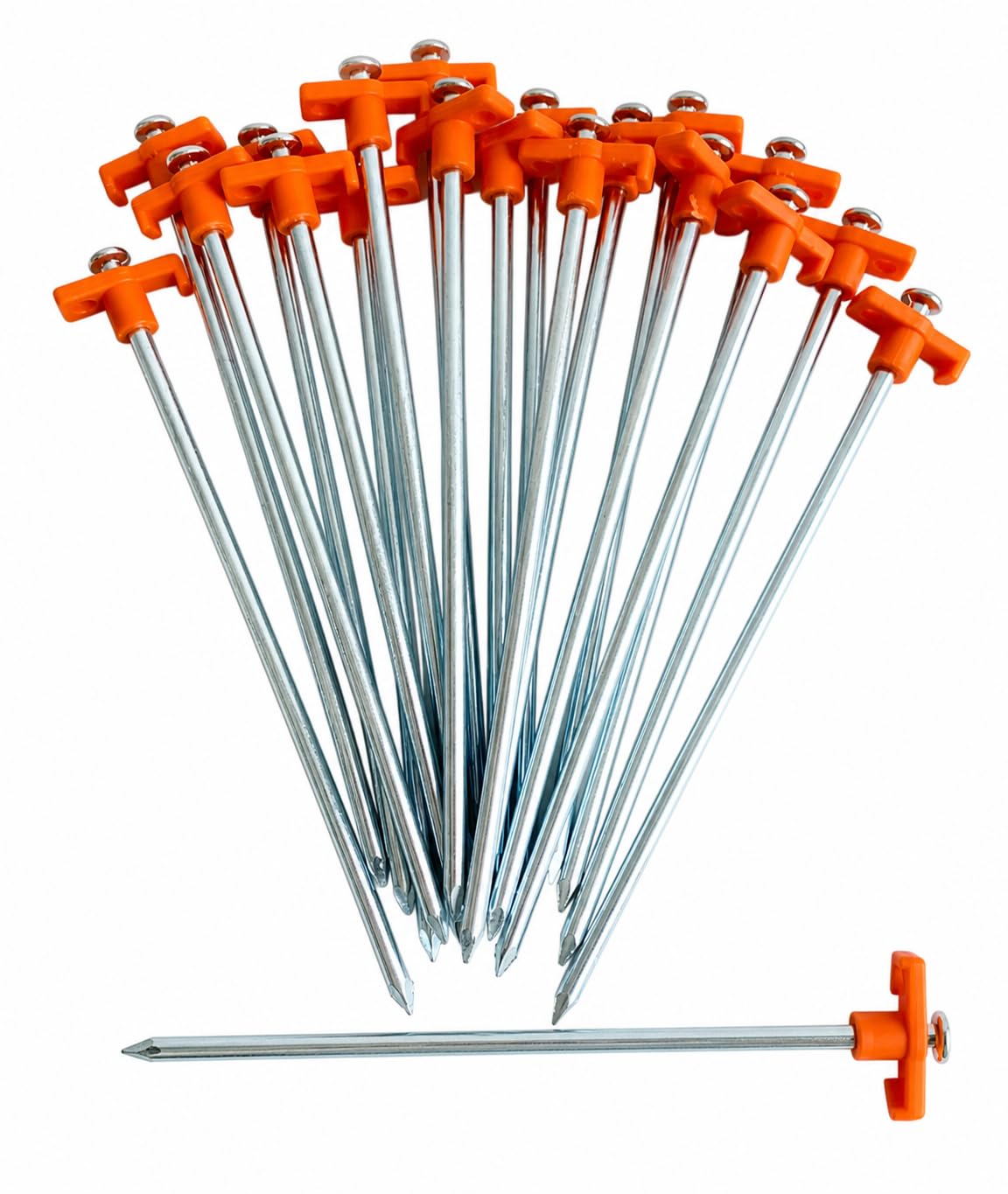 New Heavy-Duty Rock Pegs, 25 cm Hi-Vis Hook Tent Stakes for Hard Ground, Pack of 20