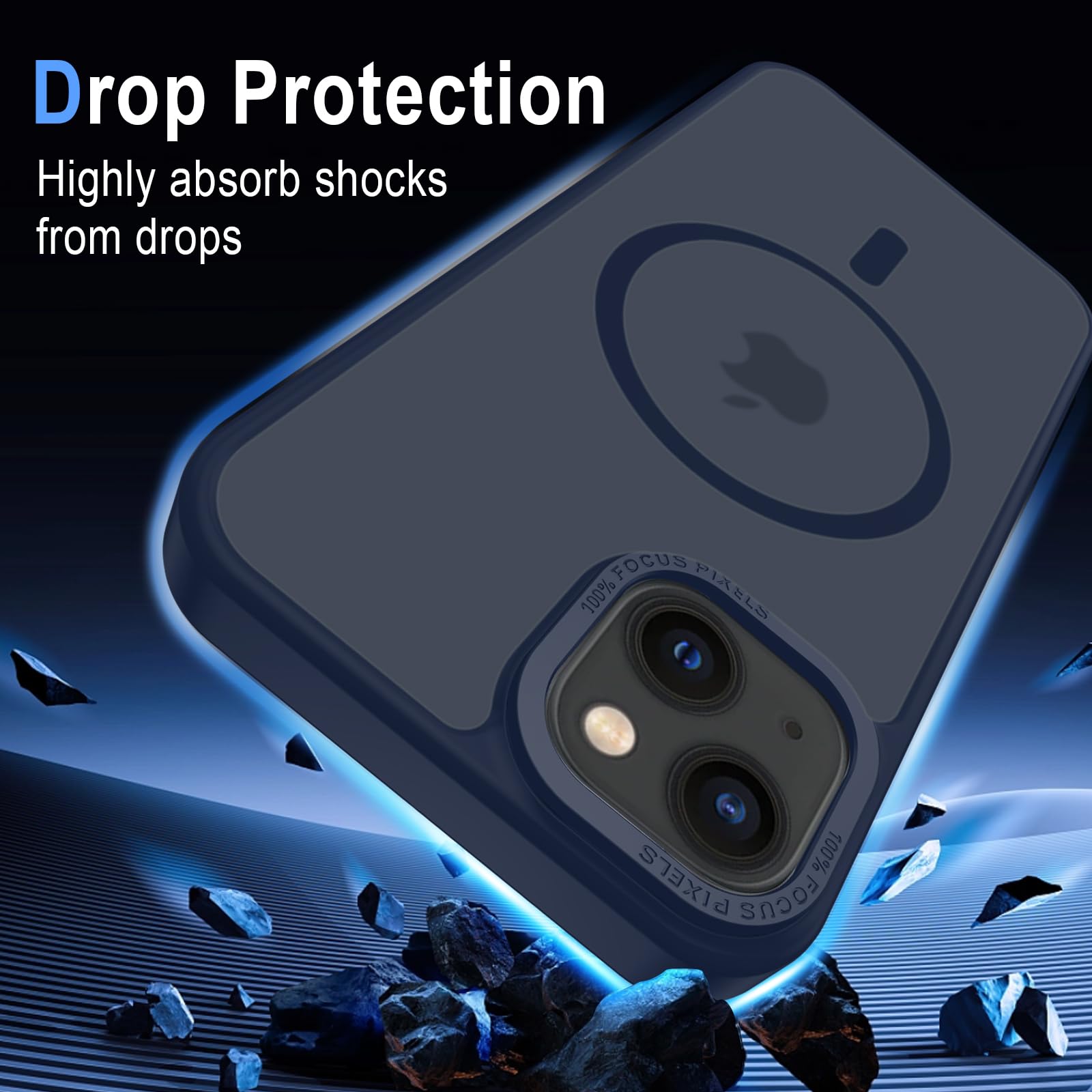 XTCASE Cover Magnetica per iPhone 13 [Compatibile con MagSafe], Custodia Traslucida Opaca Posteriore Resistente ai graffi TPU Bumper Antiurto Sottile Protettiva Case, Blu