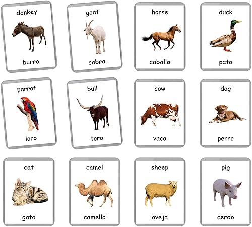 Miniatura 3 de Tarjetas flash bilingües en español inglés  Tarjetas flash laminadas  Elige tu juego (animales de granja)