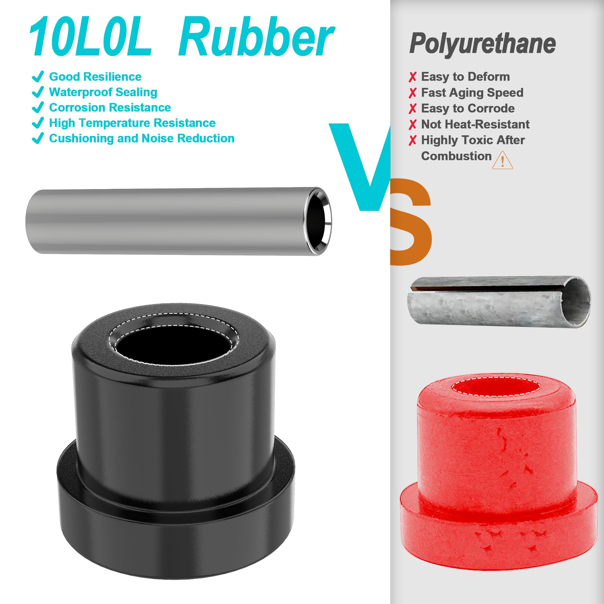 10L0L Golf Cart Rear Leaf Spring Bushing Kits for Club Car DS 1992-up 1015583 1012303, Rear Leaf Spring Bushing & Sleeves Kits for EZGO TXT/Medalist 1994-up Gas/Electric 70289-G02 70291-G01