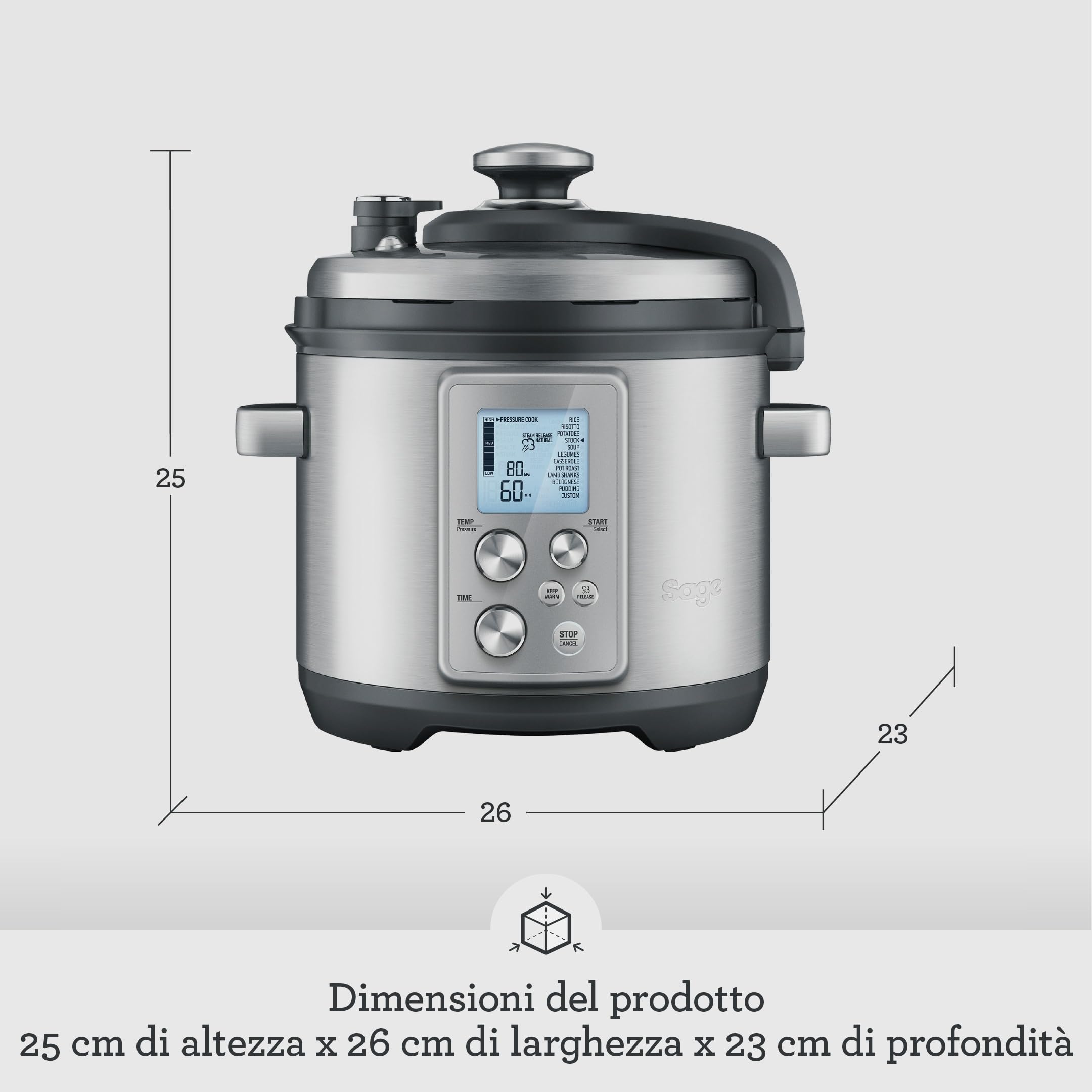 Sage - The Fast Slow Pro - Cuocere a Pressione, Cuocere a Fuoco Lento, Saltare, Cuocere a Vapore, Stufare, Fare il Risotto, Acciaio Inox Spazzolato