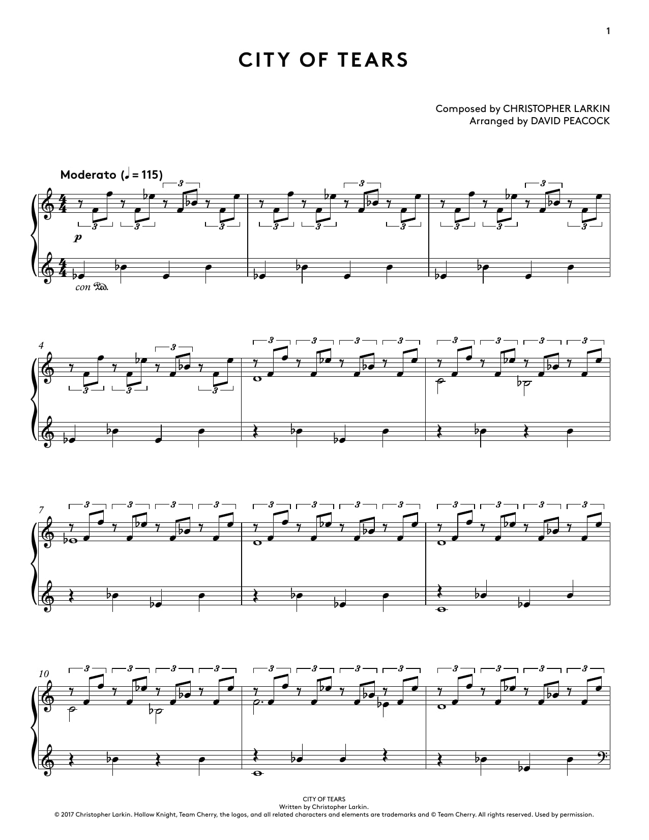 Hollow Knight Piano Collections - Sheet Music from the Game [Perfect Paperback] Christopher Larkin and David Peacock