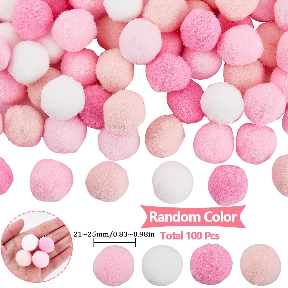 SUNNYCLUE Valentine's Day Pink Pompom Balls Craft Pom Poms Bulk 25mm Polyester Soft Fluffy Fuzzy Decor Round Mini Pompoms Ball for Mother's Day Making DIY Creative Art Crafts Party - Image 2