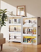 Vista 9 de OlarHike 76QT - Contenedores de almacenamiento apilables con tapas, caja de almacenamiento plegable con puertas y ruedas, contenedores de plástico