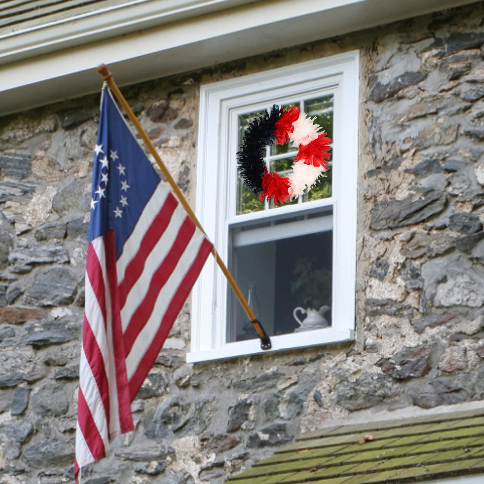 Couronne de drapeau du 4 juillet déco en maille