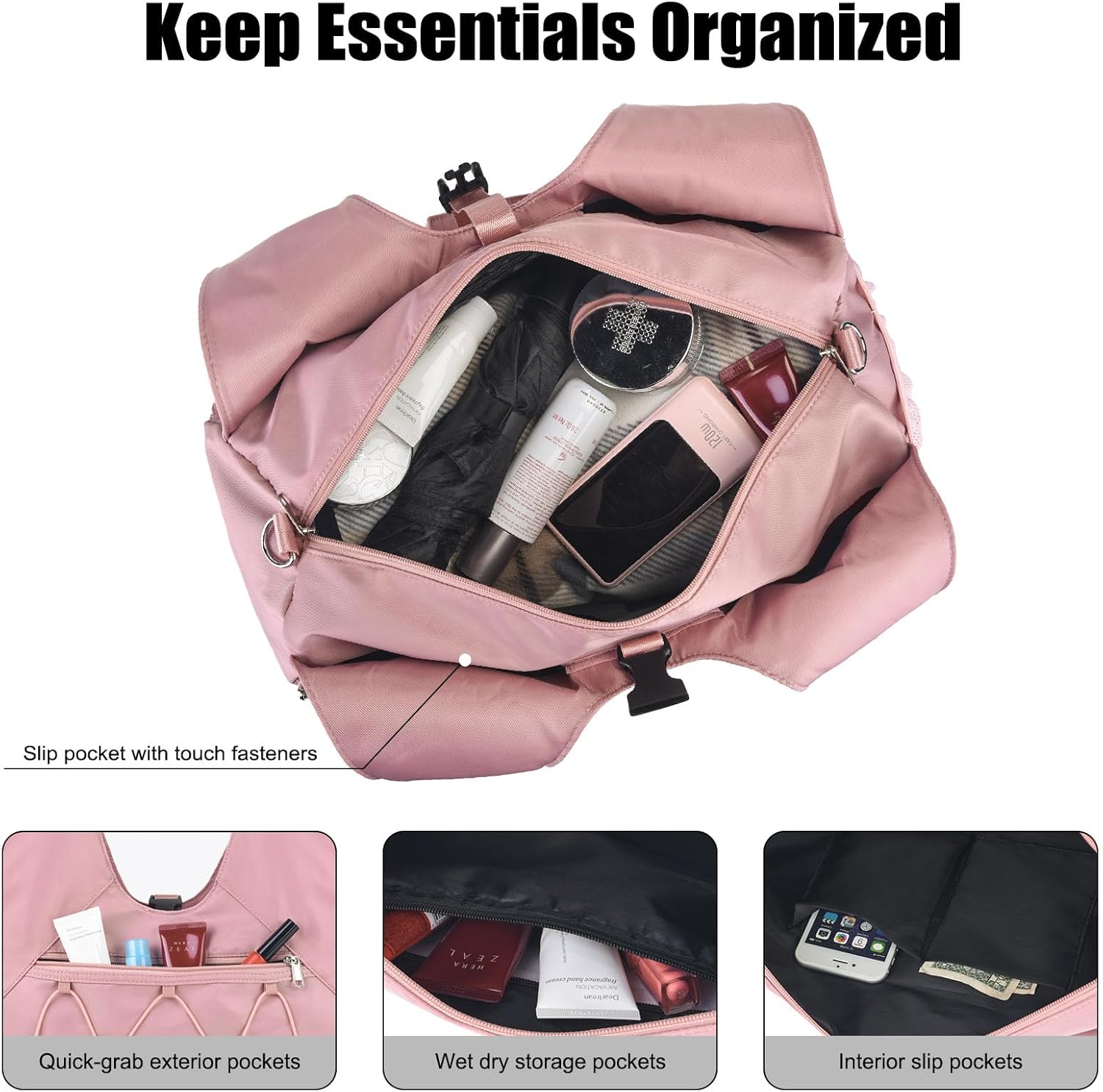 Forestfish Gym Bag For Women With Yoga Mat Holder & Shoe Compartment & Wet Dry Storage Pocket & Adjustable Strap - Image 8