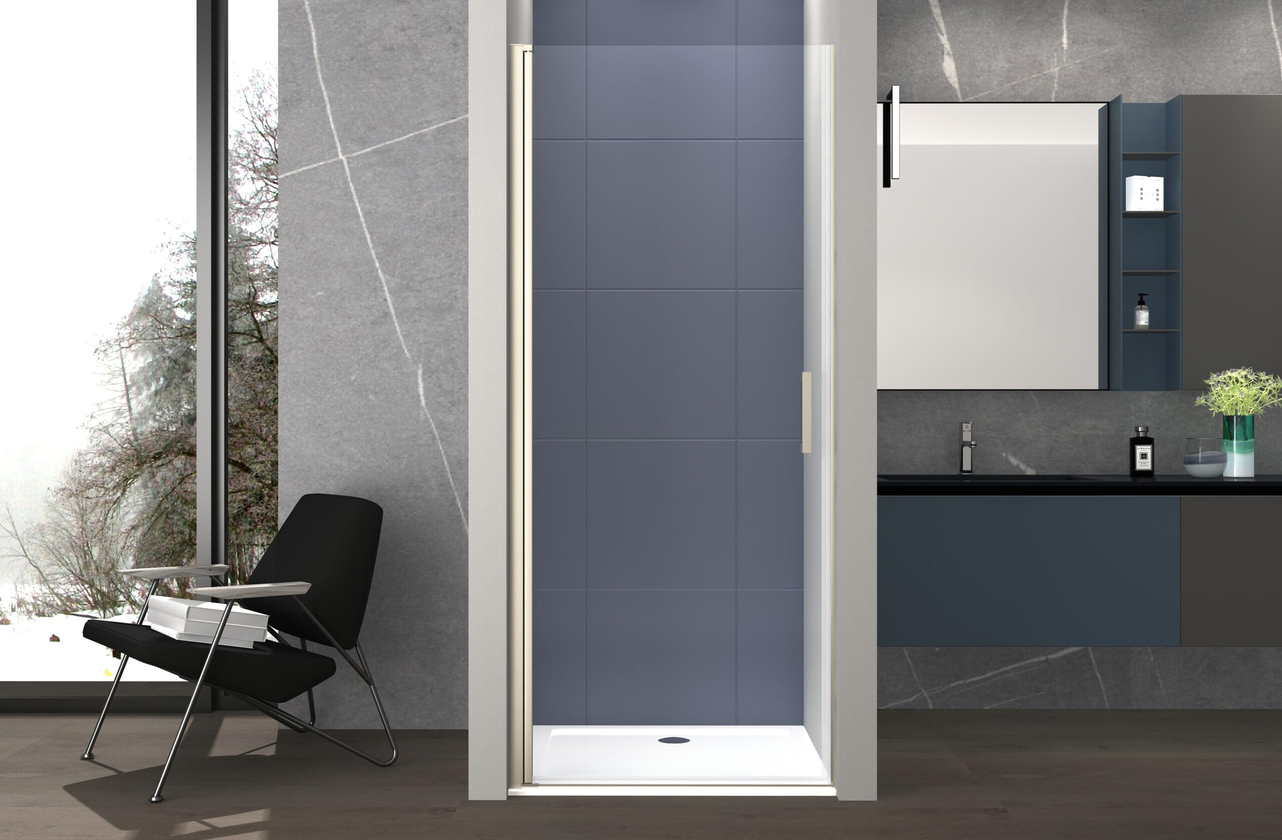 Box Doccia 90 Cm Porta 1 Battente Nicchia H200 Cm Cristallo 6Mm Profilo Satinato Mila - 4