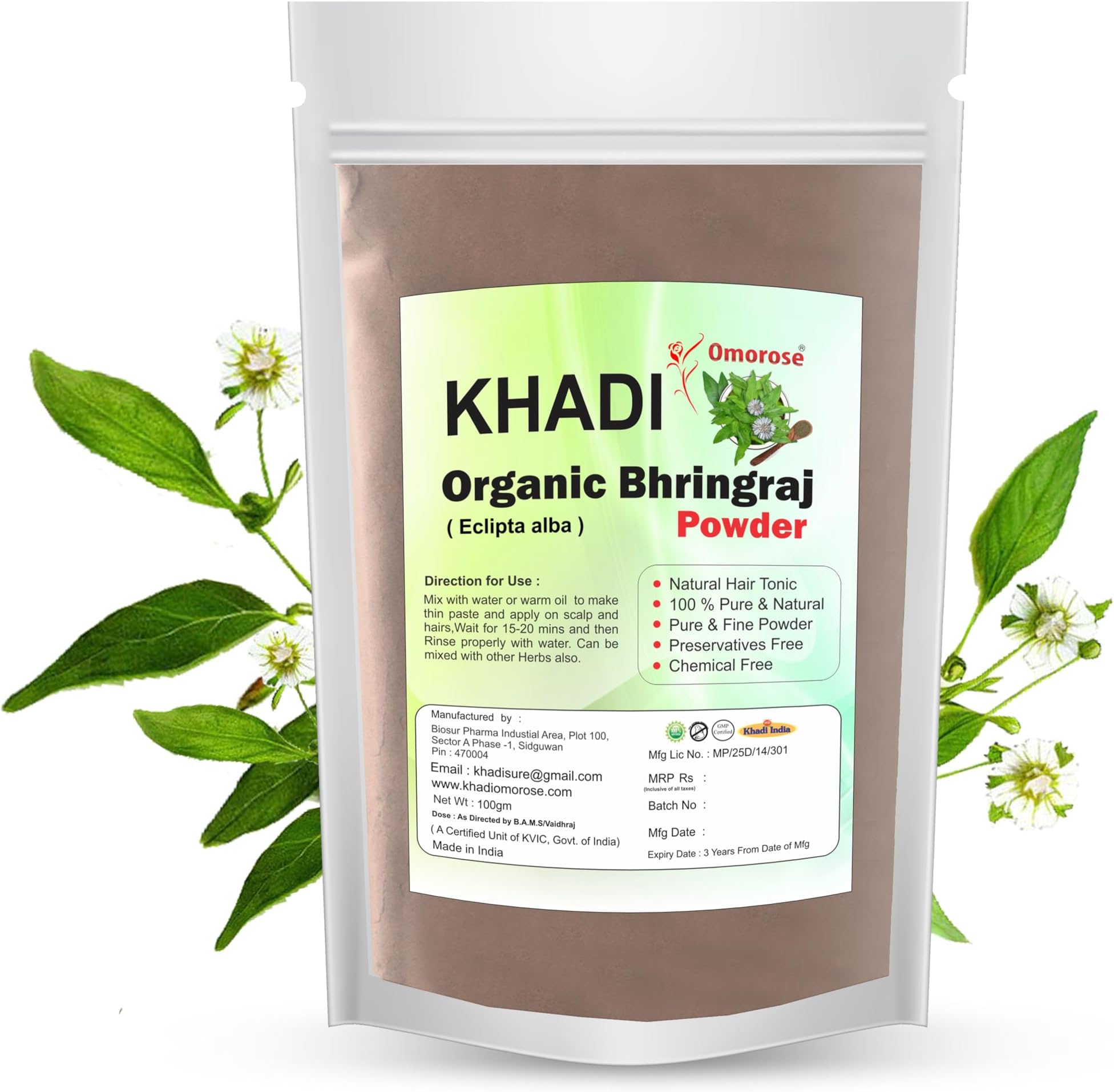 Khadi Omorose Bhringraj Powder For Nourishment Of Skin And Hair | 100 Grams |...