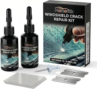 Windshield Crack Repair Kit – Quick Windshield Repair Kit, Nano Glass Fluid Windshield Chip Repair Kit for Bullseye, Star & Linear Cracks – Car Windshield Crack Repair Kit Fluid - Amazon product rated Grade B