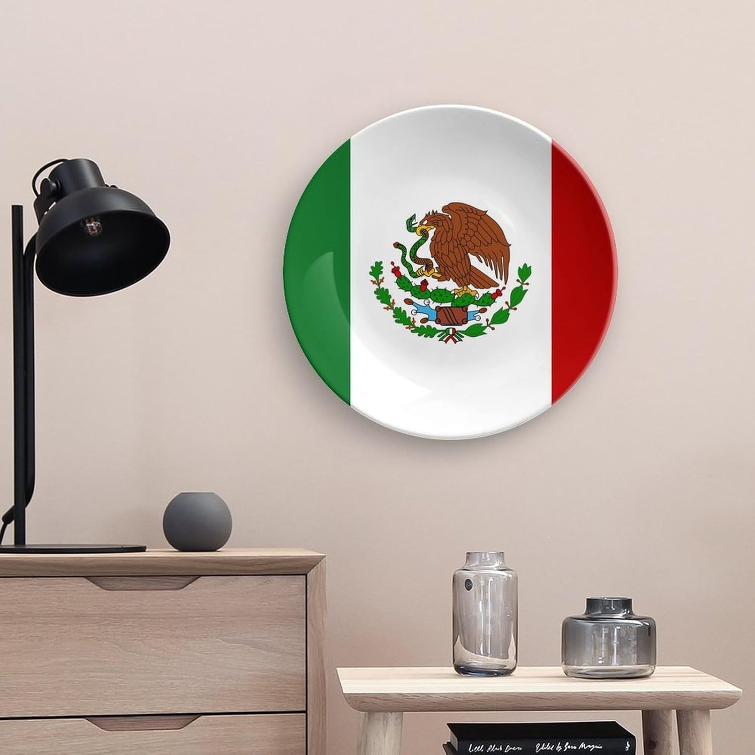 Mexican Flag Bone China Decorative Porcelain Plates Dinnerware Ornaments