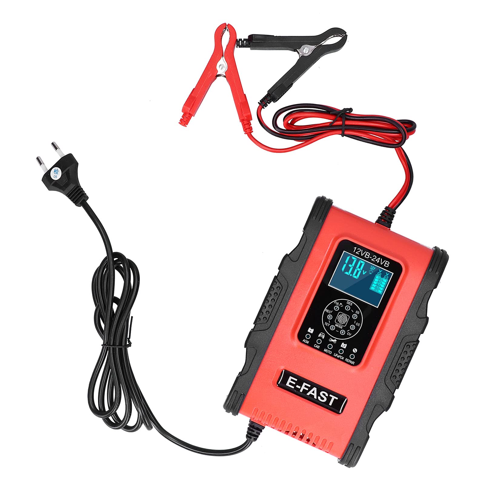 Caricabatteria intelligente, riparazione a impulsi Caricabatteria per auto con ricarica a 7 stadi 12V/12A 24V/6A Protezioni multiple per auto per moto per barca