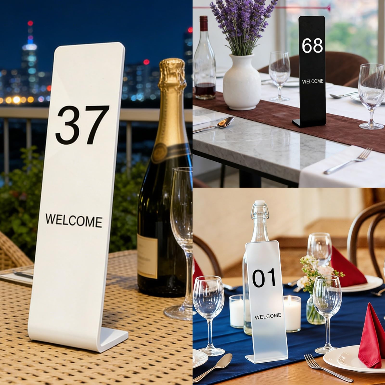 Numeri Tavoli Ristorante,Segnali Numerici da Tavolo in Acrilico 1-10/11-20/21-30... Numeri di Tavola di Nozze, Numeri di Tavola di Nozze per Matrimoni Banchetti e Ricevimenti(White-21*6cm,11-20)
