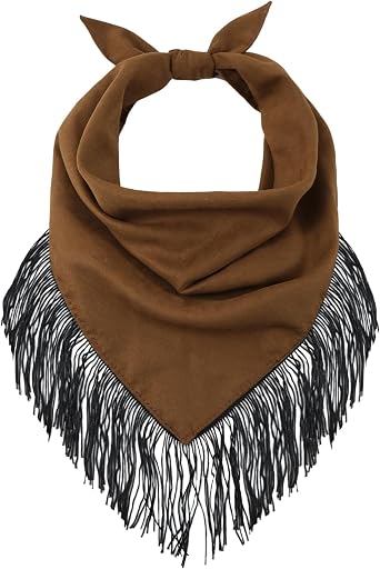 GERINLY Triangle Wild Rag with Fringe, Cowgirl Scarf Tassel, Western Bandana Top for Women, Equestrian Accessories
