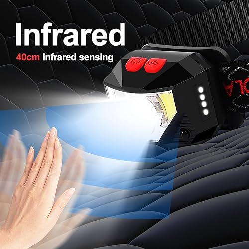 Miniatura 2 de Paquete de 2 faros delanteros recargables, lámpara LED brillante para exteriores de 1100 lúmenes con luz blanca y roja, sensor de movimiento,