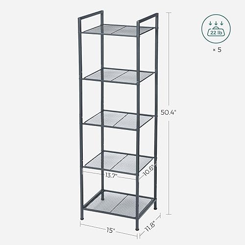 Miniatura 10 de SONGMICS Estante de almacenamiento de 6 niveles, estante de baño, soporte extensible para plantas con estante ajustable, para baño, sala de estar,