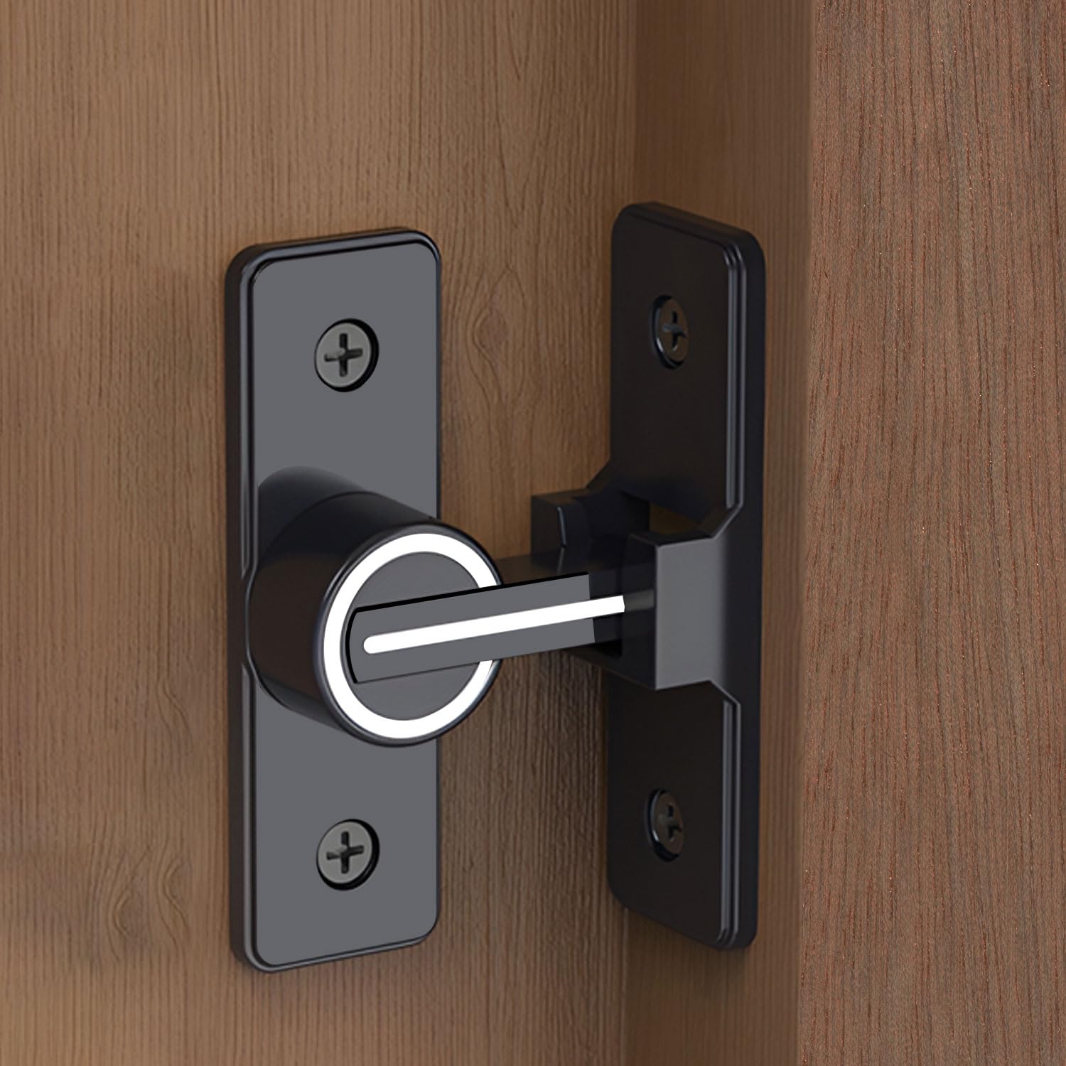 VOLO 90 Degree Sliding Door Lock - Heavy Duty Indicator Latch with Reflective Strip, Ideal for Garden, Bathroom, Outdoor, Garage, and Windows (Black)