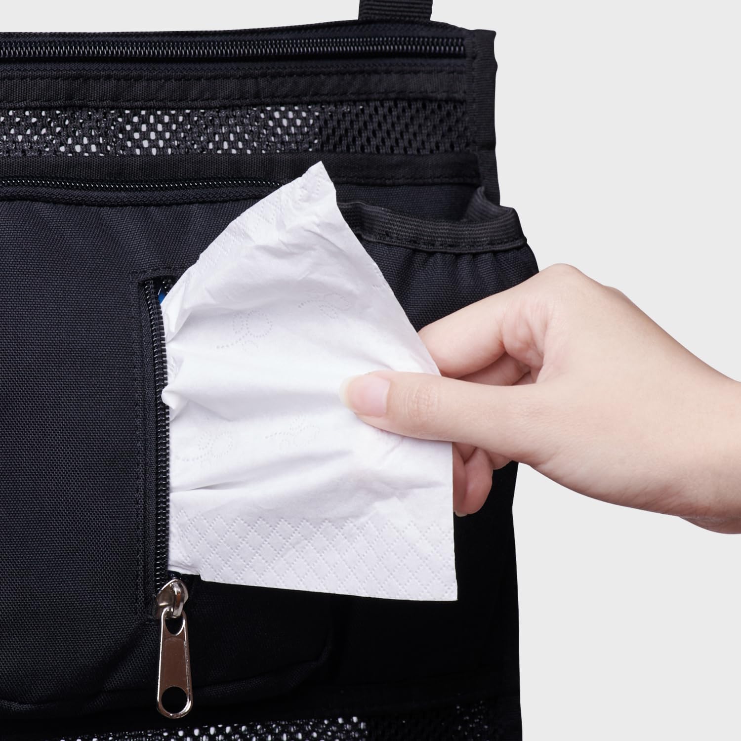 SUNVENO Organizer universale 2 in 1 per passeggino, portabicchieri isolati, tasca per telefono/polso con cerniera, tracolla laterale in rete, cinghie antiscivolo regolabili, si adatta alla maggior