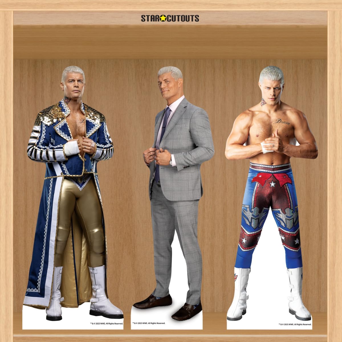 Star Cutouts SC4578 Cody Rhodes 3 Shelf Top Cardboard Cutouts – 31cm, WWE Theme, Parties & Fan Display