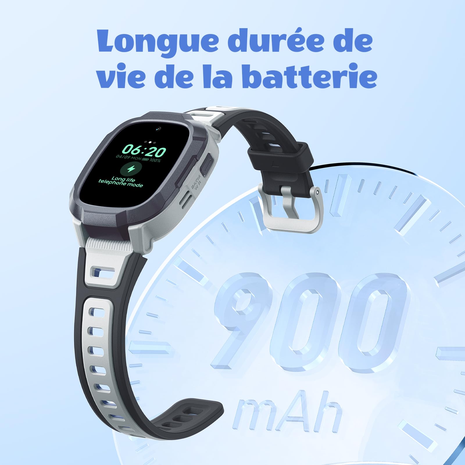 Mibro Kids Watch Phone P6 Montre Connectée Enfant 4G Caméra 2MP, Localisation GPS 7-en-1, Alerte SOS, Autonomie 5 Jours Usage Quotidien, Étanche 2ATM - Idéal Sécurité et Communication (Gris)