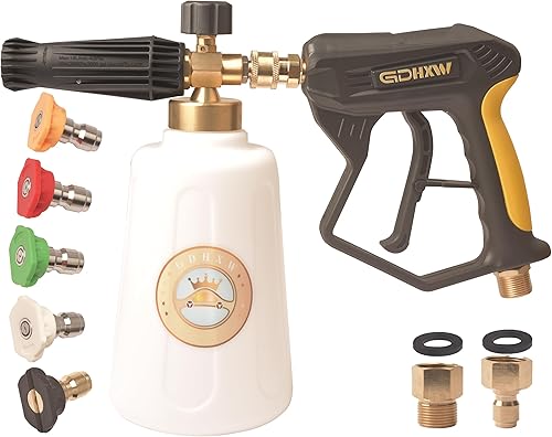 GDHXW Pistola de lavado a presión de cañón de espuma de 2 litros, pistola de espuma resistente para automóvil, boca grande, lanza de espuma de nieve