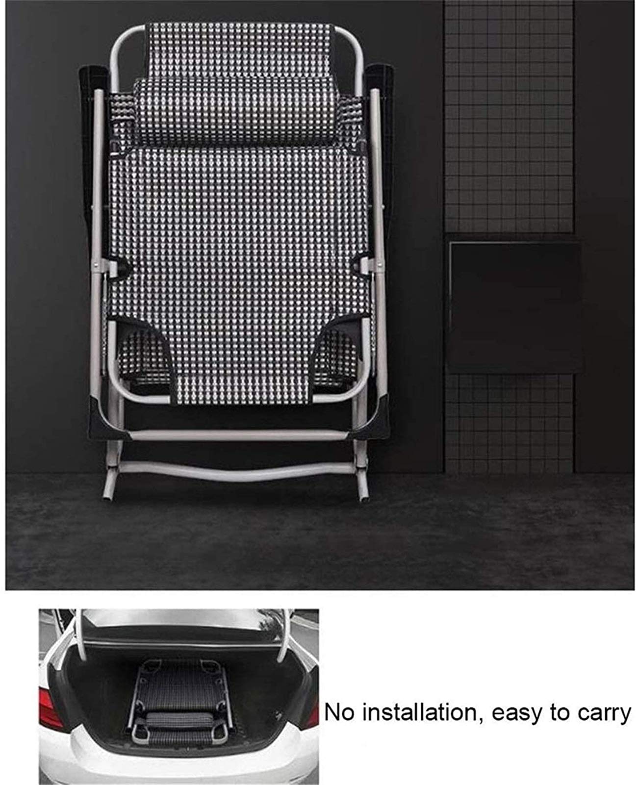 ADITAM Ligero Ligero Tumbona Sillas de jardín Plegables Juego de 2 Silla de Gravedad Cero, Silla reclinable Plegable Gravedad Cero Tumbona de jardín, Oficina Hogar Balcón Siesta Ocio Siesta Gris Fo