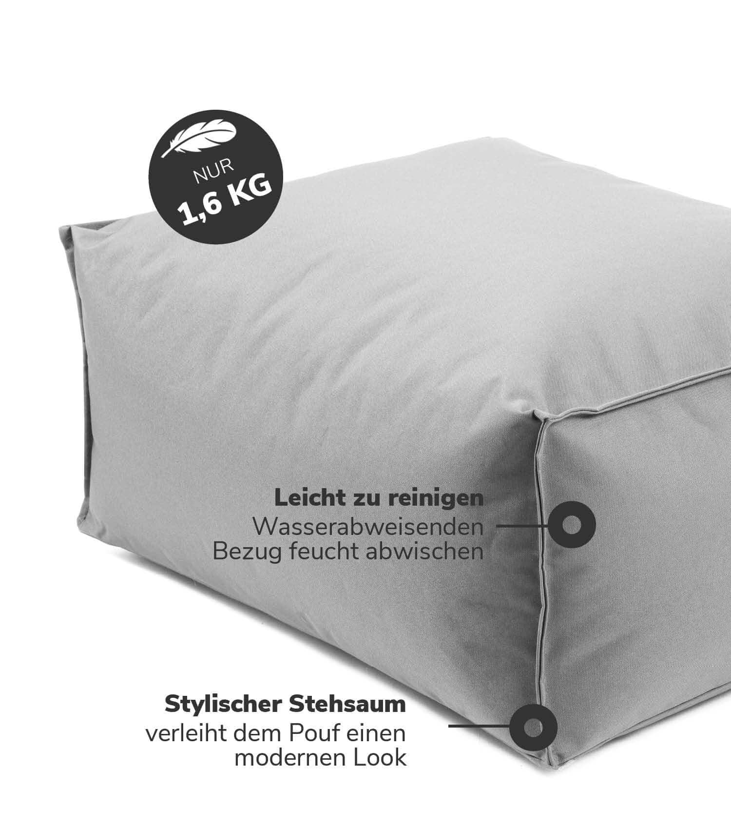 Outdoor Pouf ‚Der Kugelige‘ – Runder Sitzhocker Für Garten & Balkon, Wasserabweisend, Grau, Mit EPS-Füllung