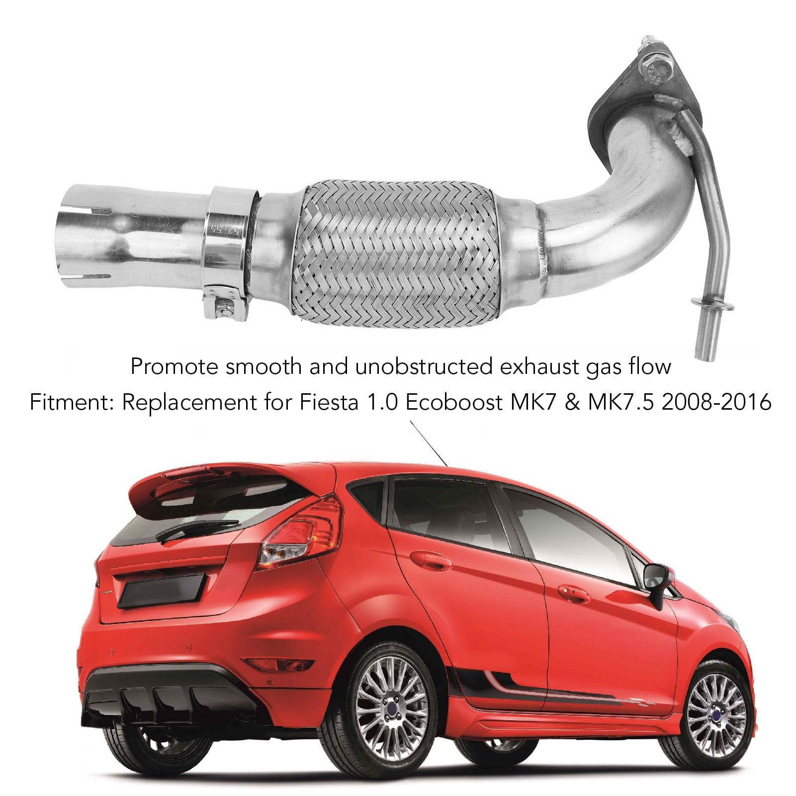 Auto Catalytic Converter, Exhaust Flex Pipe for FORD 1.0 MK7 MK7.5 2008 2009 2010 2011 2012 2013 2014 2015 2016 Stainless Steel Header Catalytic Converter