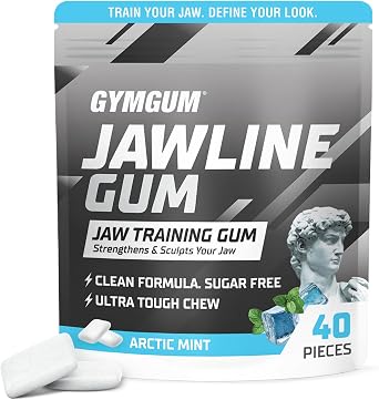 GYMGUM Jawline Gum Ultra Hard Chewing Gum | Zero Sugar, No Artificial Sweeteners, No Calories | Keto-Friendly Mewing Gum for Jawline Training