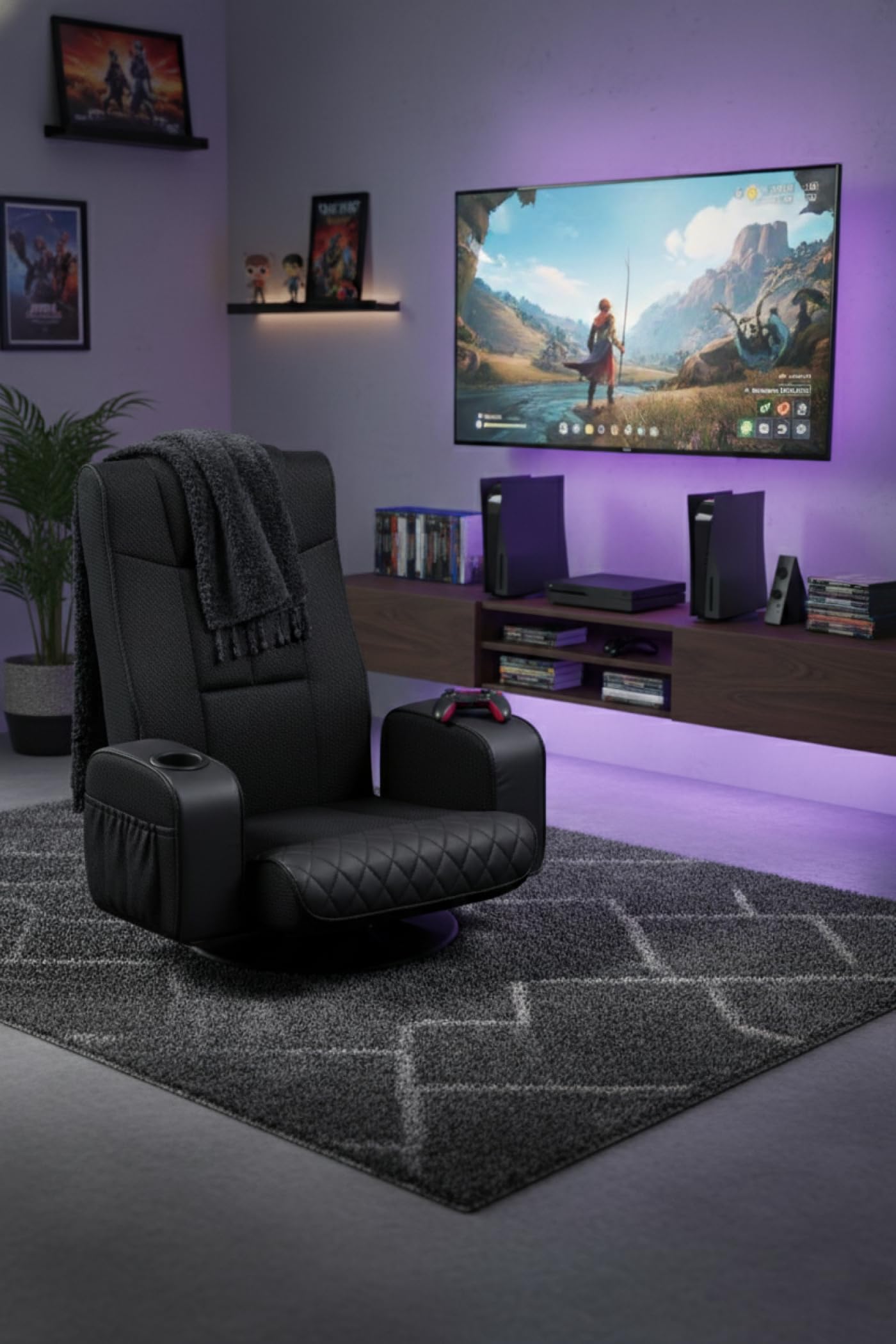 VDD Gaming - Fauteuil Gaming - Fauteuil au Sol - Fauteuil Gaming Noir - Fauteuil au Sol réglable