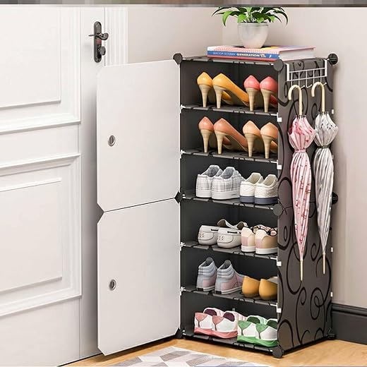 AYSIS Premium Modular Plastic Shoe Rack for Home with Door | 𝟔-𝐓𝐢𝐞𝐫 Stackable Shoe Organizer | Waterproof &amp; Dustproof...