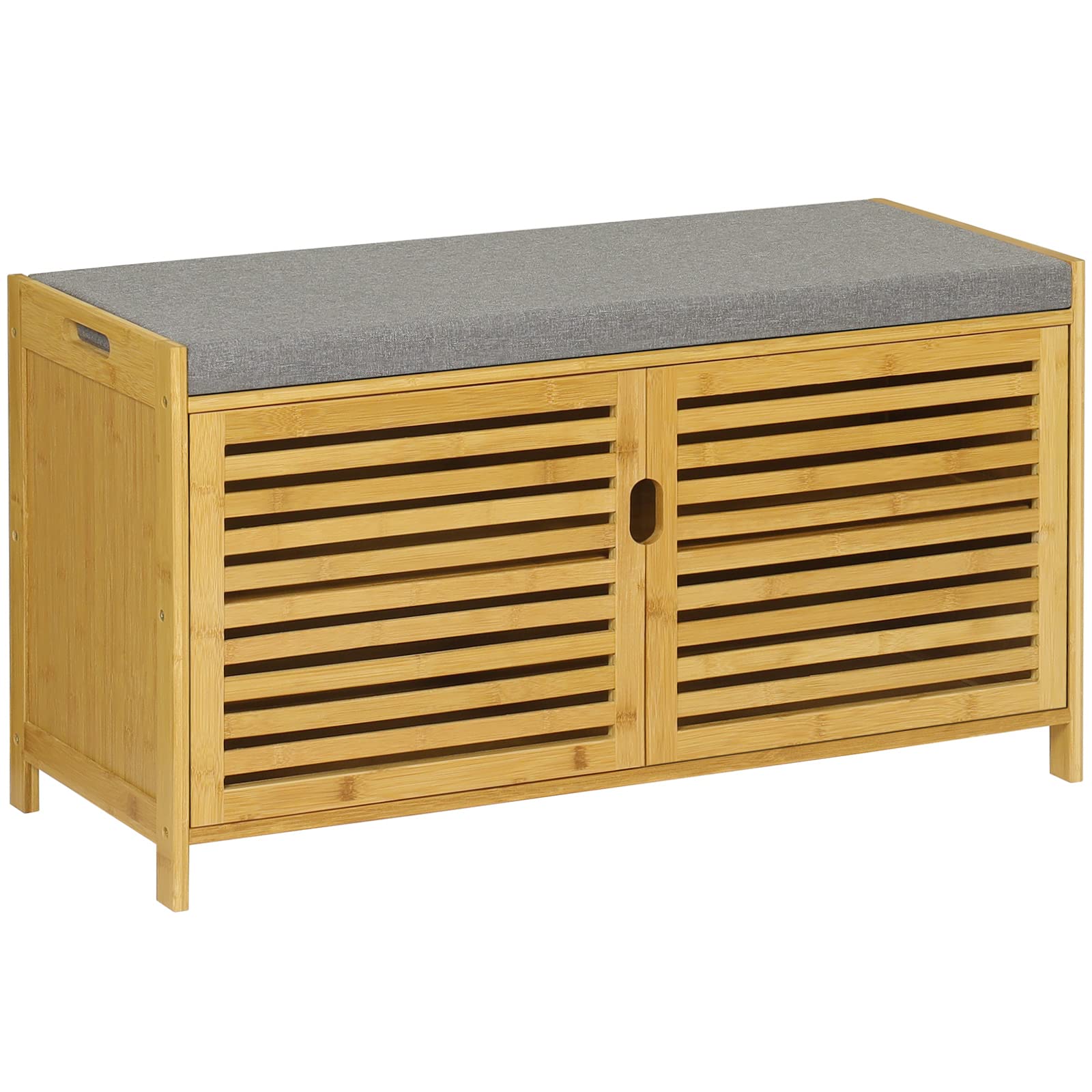Buy VIAGDO Entryway Storage Bench, Bamboo Shoe Rack Bench with Cushion