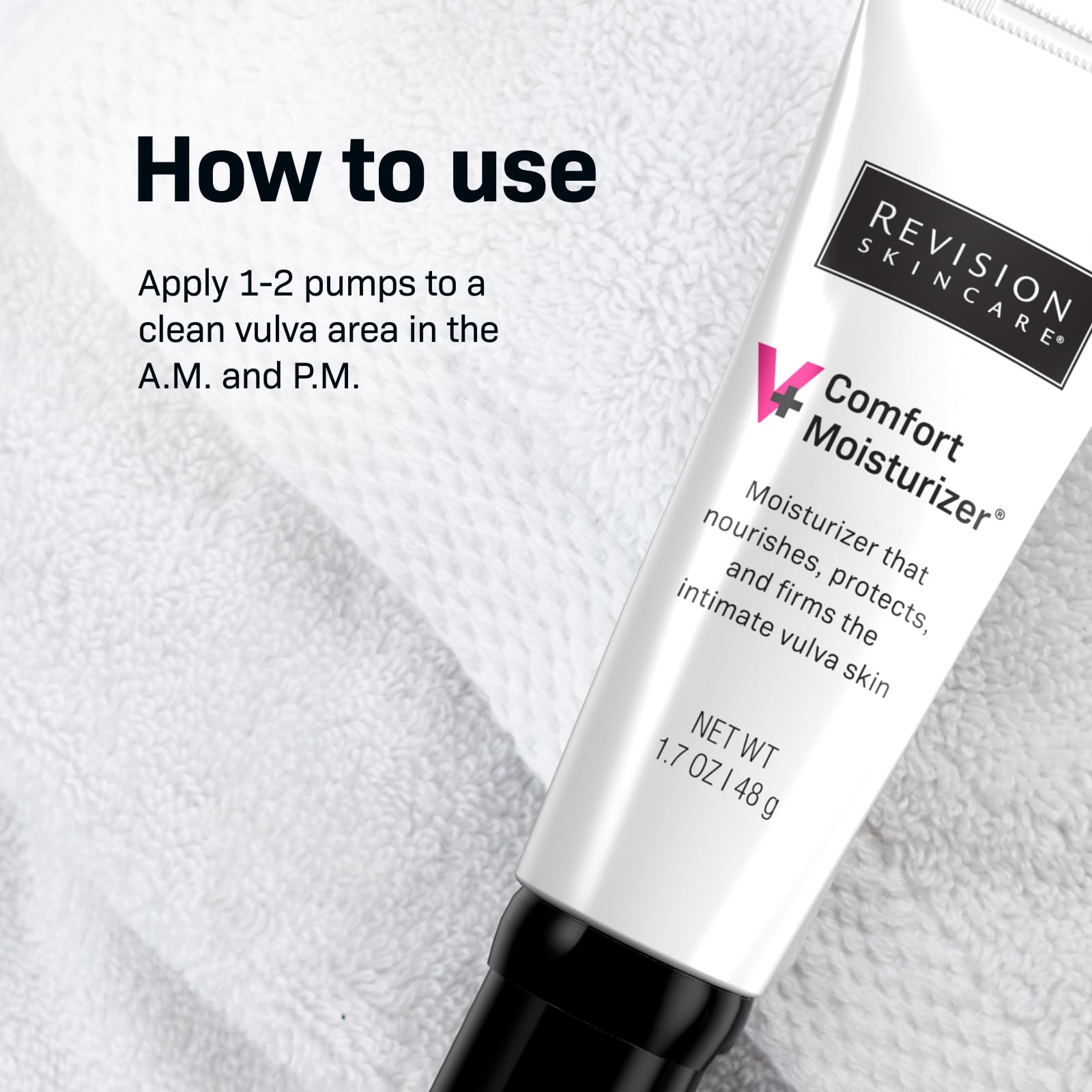 Revision Skincare V+ Comfort Moisturizer™, Intimate Area Moisturizer, Vulva Cream for Dryness, Hormone Free, Fragrance Free, 1.7 oz