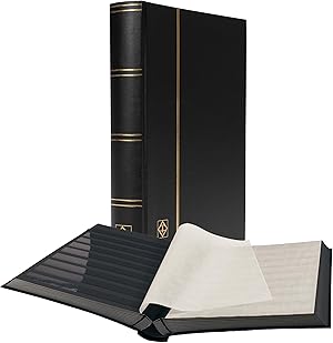 Leuchtturm 321487 Briefmarken-Sammel-Album - Einsteckbuch Basic - 64 Schwarze DIN A4-Seiten - unwattiert, schwarz