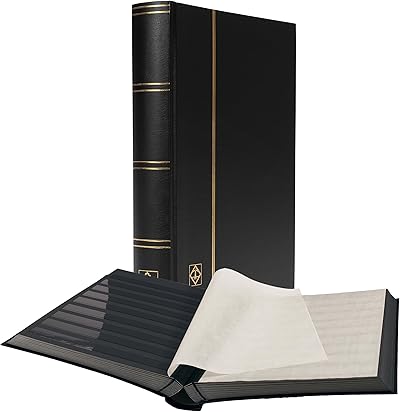 Leuchtturm 321487 Briefmarken-Sammel-Album - Einsteckbuch Basic - 64 Schwarze DIN A4-Seiten - unwattiert, schwarz